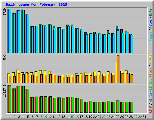 Daily usage for February 2025