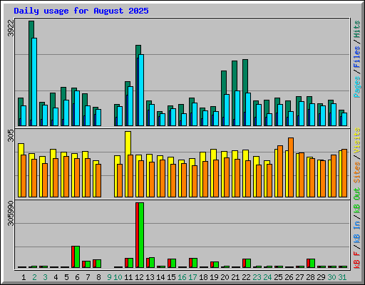 Daily usage for August 2025